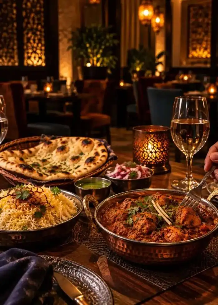 The dining room at The Caledonian Spice, Caledonian Road, Islington
